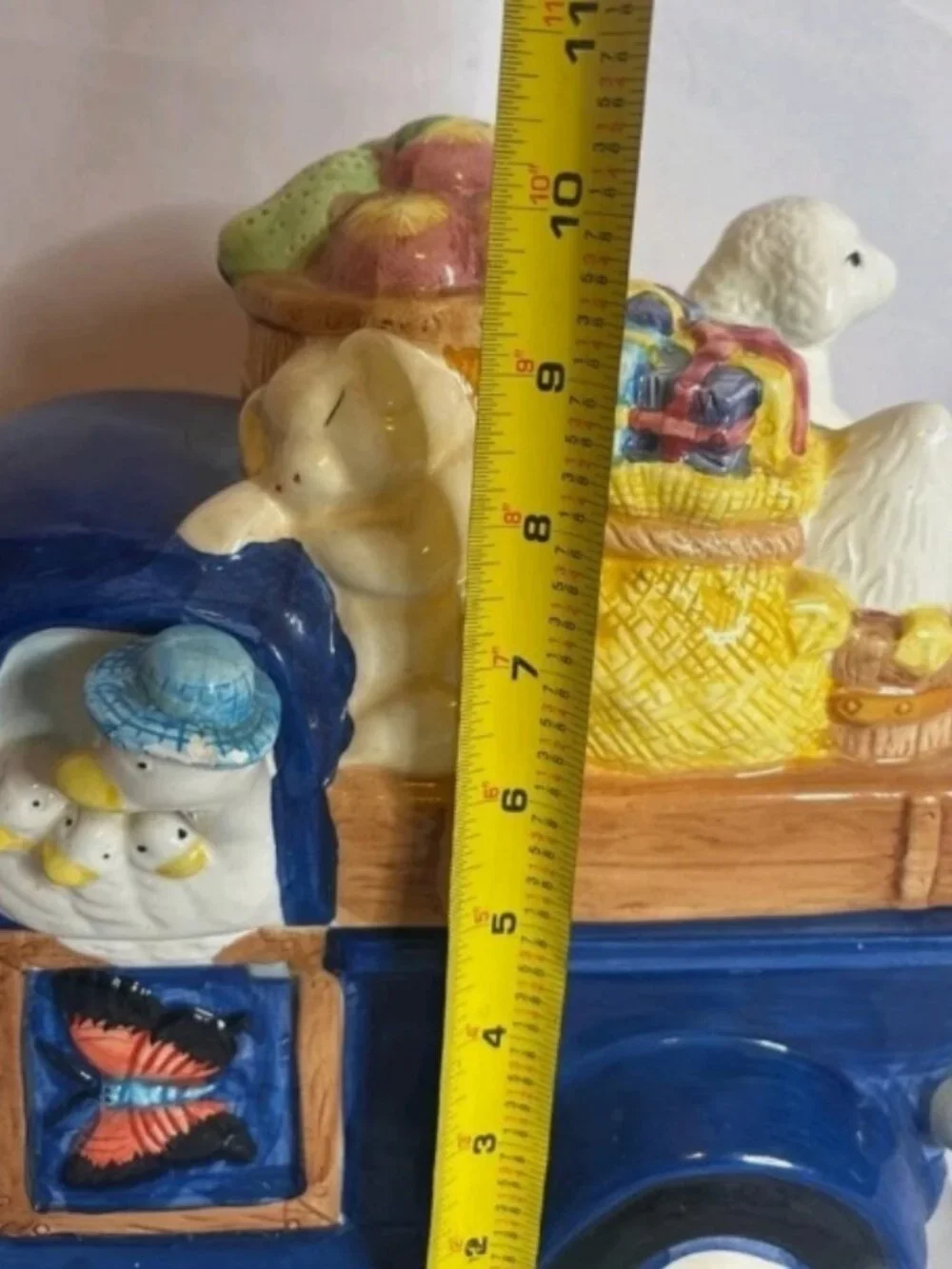 Vintage HL 2000 Blue Farm Truck Cookie Jar Ceramic Animal Crew Bunny Sheep Goose